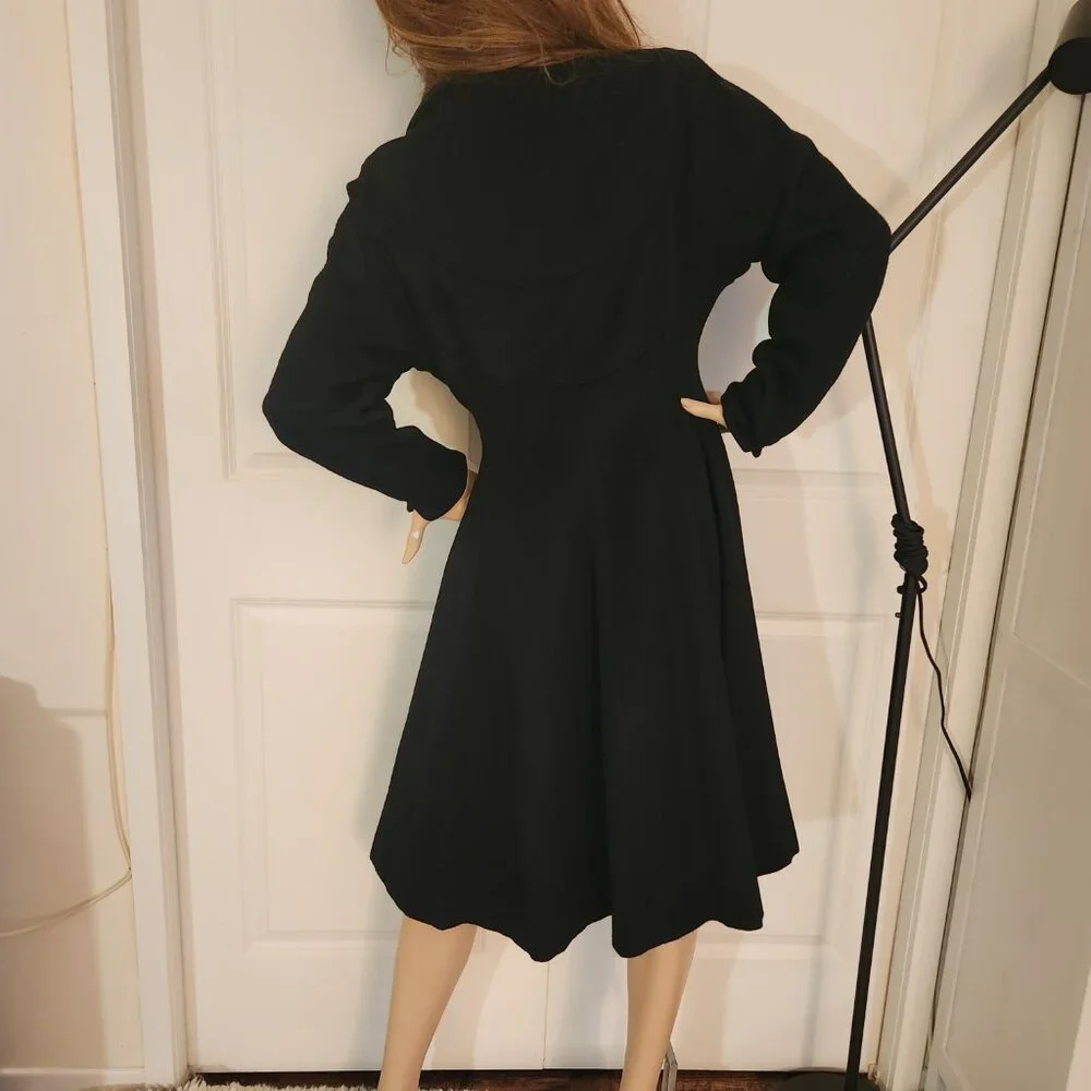 Vintage Princess  Black Wool Coat MCM  Est Size 2 to 4 Wearable Collectors Item - Picture 8 of 17